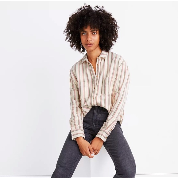 Madewell – Flannel Sunday Shirt in Claxton Stripe (with pockets!) 💛 - Picture 5 of 10